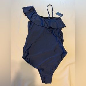Pretty navy blue one piece swimsuit size Medium #26p